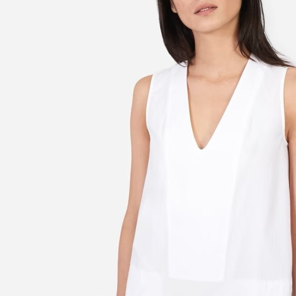 Everlane The Cotton Poplin V-Neck Tank Dress in White Size 6 - Picture 3 of 7